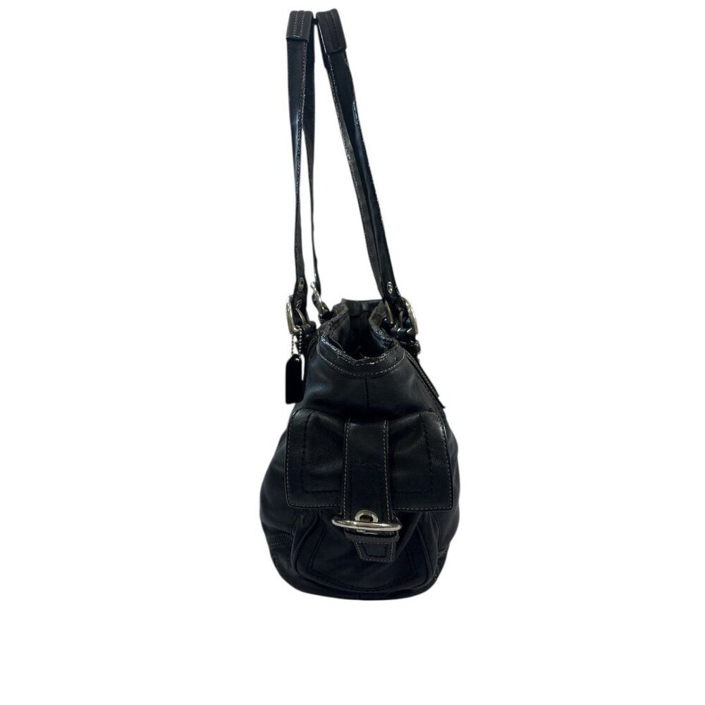Coach SoHo Large Shoulder Tote 10037 Black Leather with Accent Stitching - Picture 4 of 16